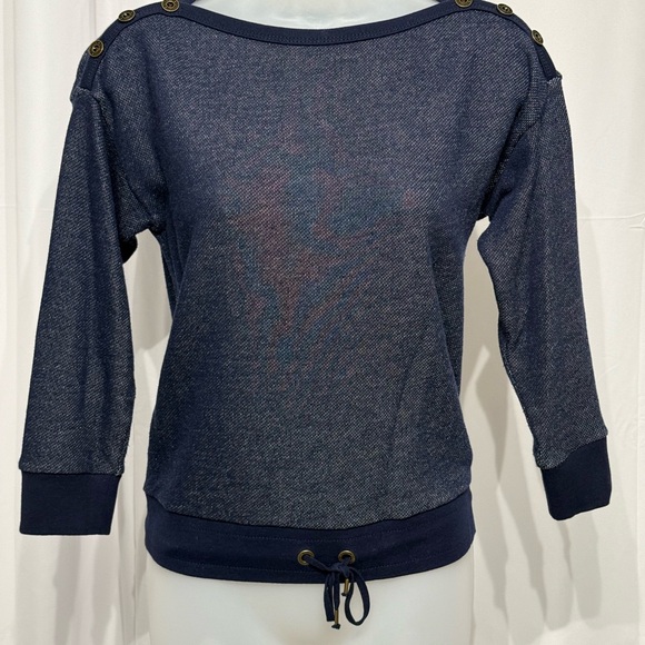 Lauren Ralph Lauren Sweaters - NEW LRL Blue Cotton Blend Stretch French Terry 3/4 Sleeve Pullover sweater PXS